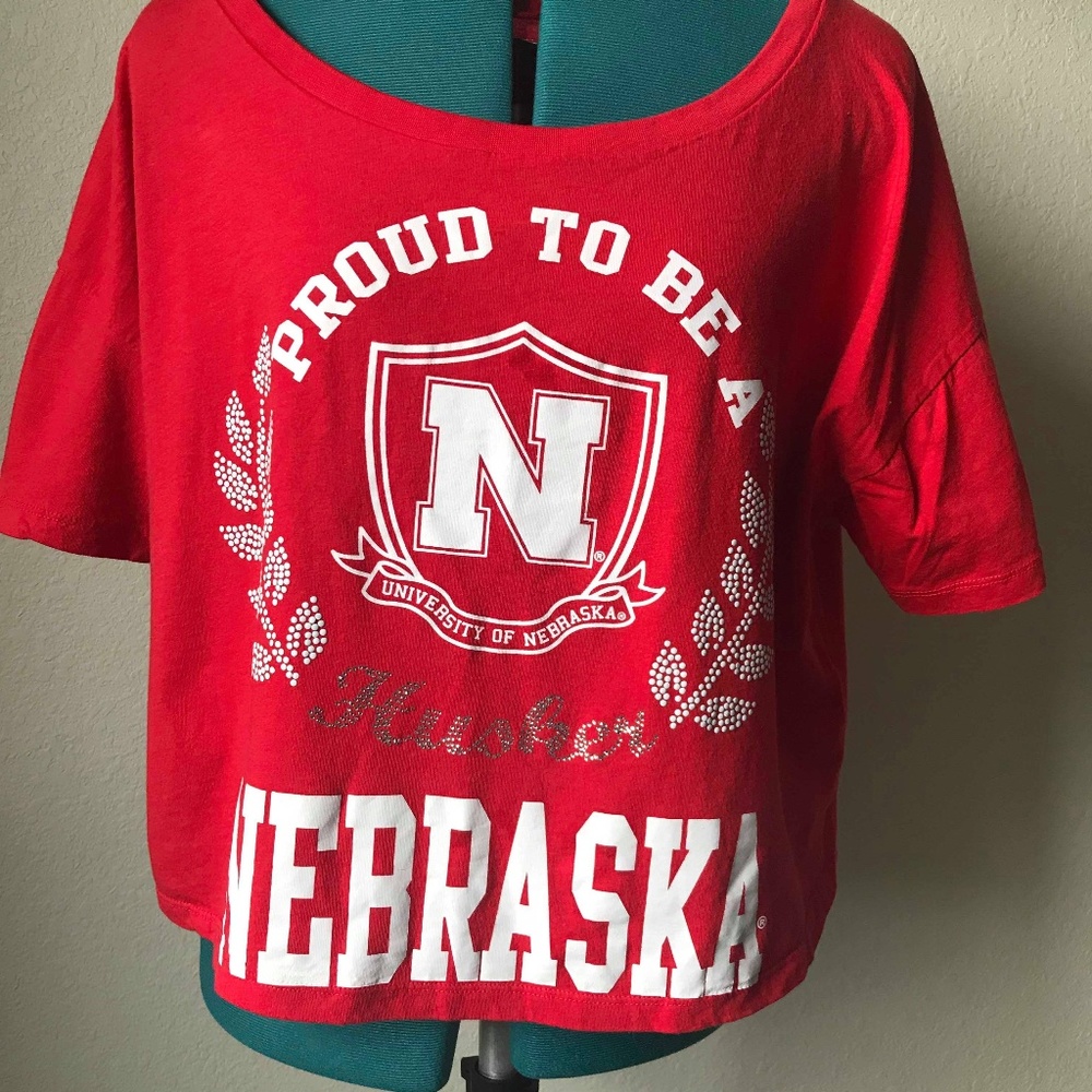 NEBRASKA Huskers Team Crop Top XL red white
